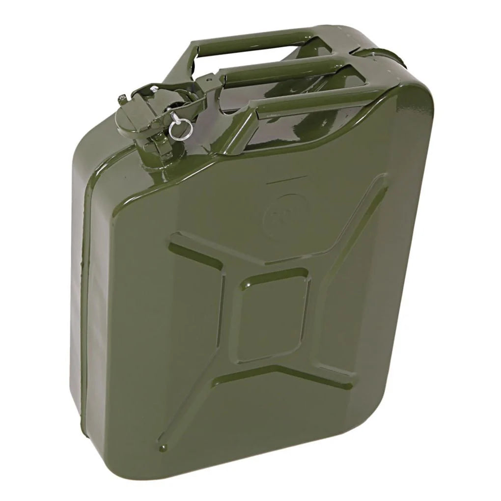 Portable 5 Gallon Petrol Jerry Can with Spout, 20L 0.6mm Cold Rolled Steel Gasoline Fuel Container Caddy Tank, for Emergency Backup (Red)