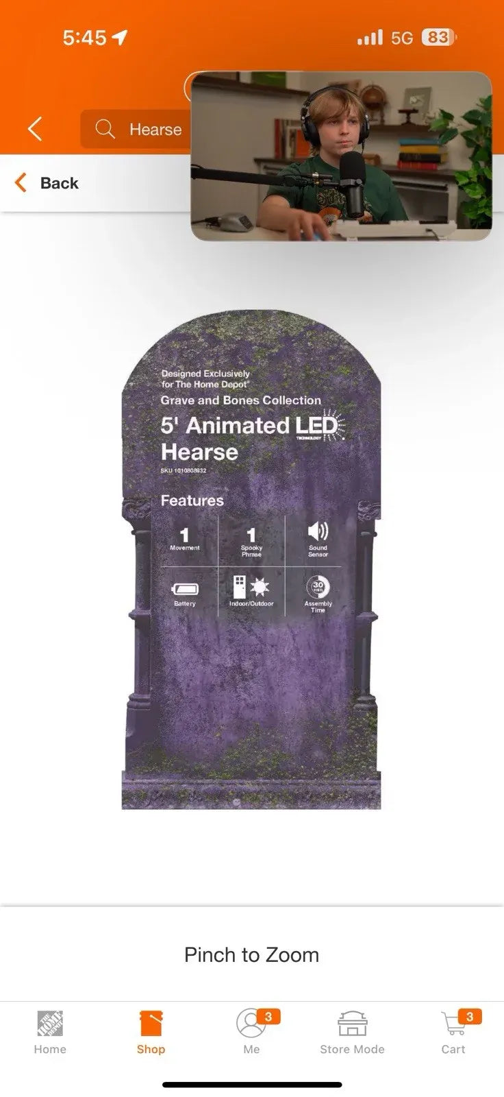Home Accents Halloween Holiday 5 ft. Animated LED Hearse NEW FREE SHIPPING
