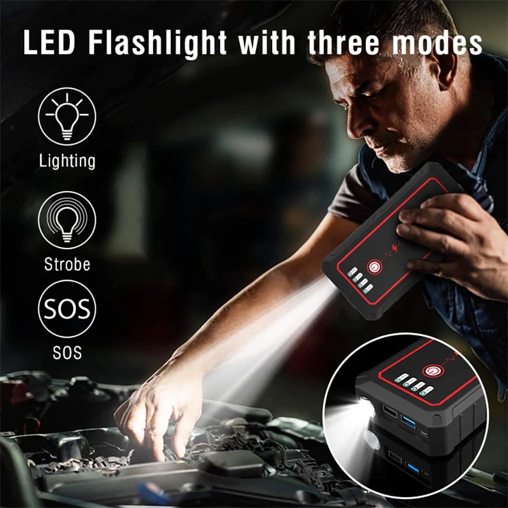 1500A Car Jump Starter 12V 14000mAh(up to 8L Gas,6L Diesel Engines) with USB Quick Charge 3.0 and Smart Clip