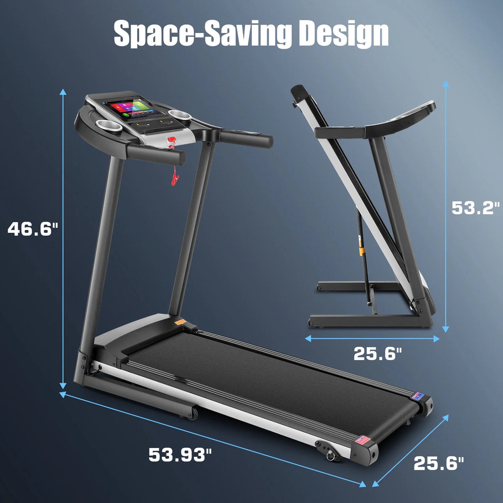 Simpfree Treadmill with 10 HD TV Movie Touchscreen and 3D Virtual Sports Scene, 0.5-9.0 mph/h & 3.25HP Electric Treadmill with Incline for Home（Black）