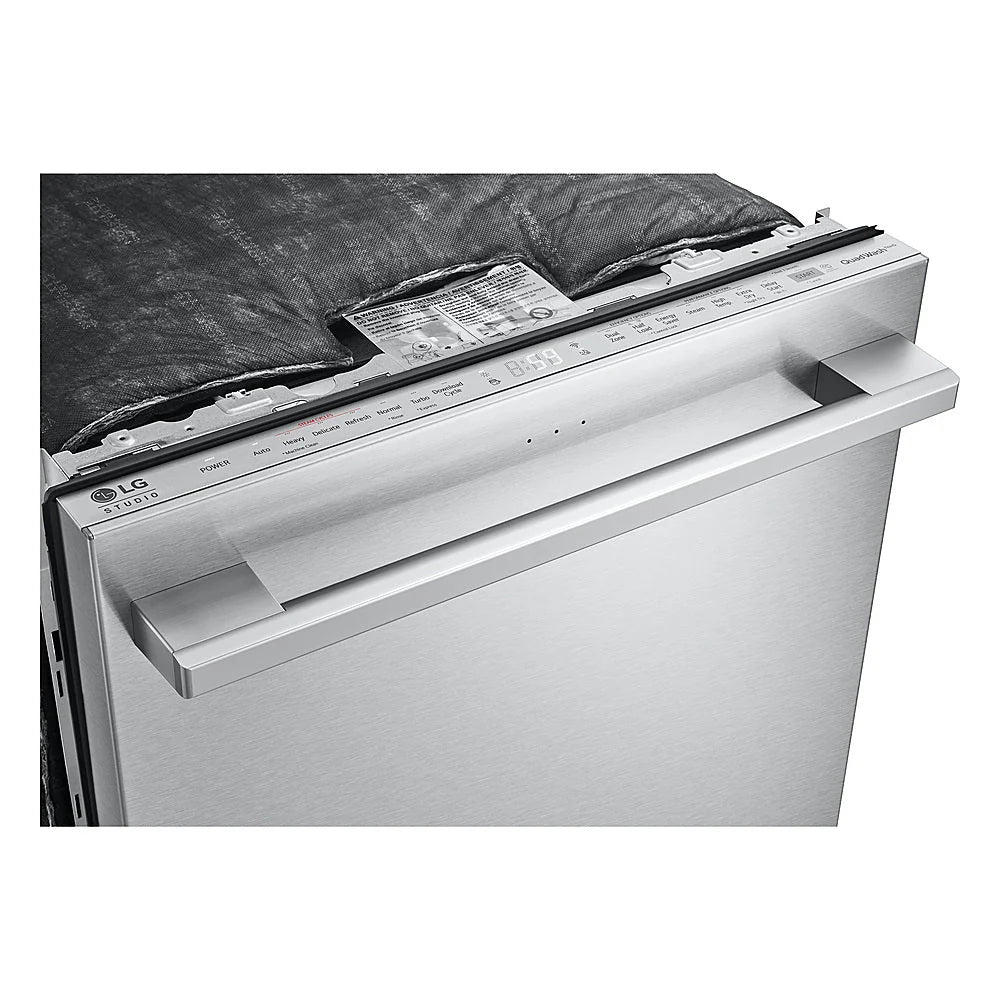 LG - STUDIO 24 Top Control Smart Built-In Stainless Steel Tub Dishwasher with 3rd Rack, QuadWash, True Steam and 40dBA - Stainless steel