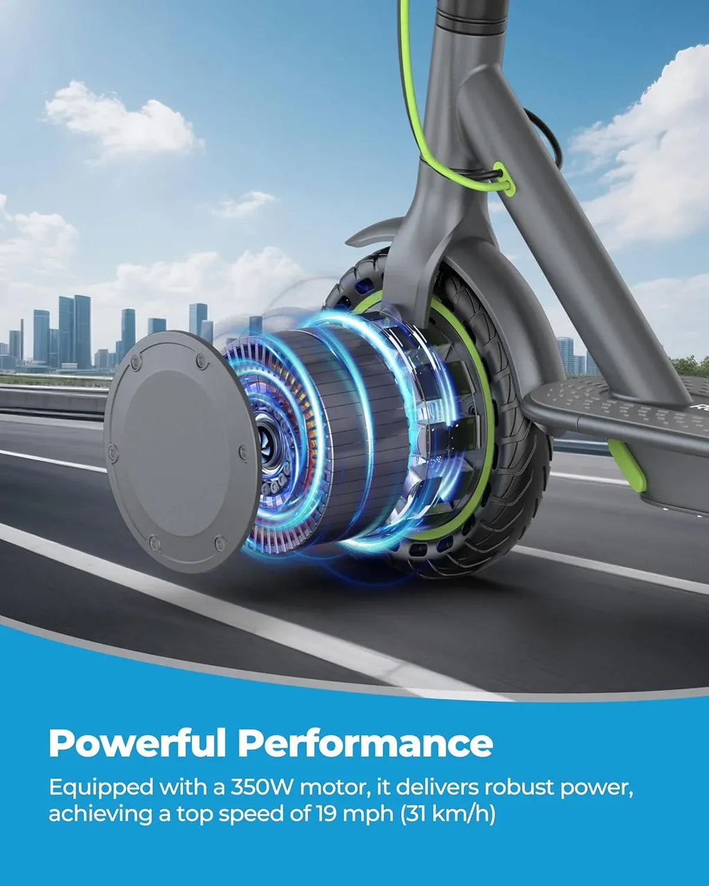 Electric Scooter - 8.5/10'' Solid Tires, 350W/500W Motor, Up to 19-22MPH and 21-24Miles Long-Range Portable Commuting Scooter for Adults with Double Braking System and App
