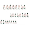 24 PCS Green Star Nail Art, Length Long Water Pipe Fake Nails, Had Nail Tips False Nail