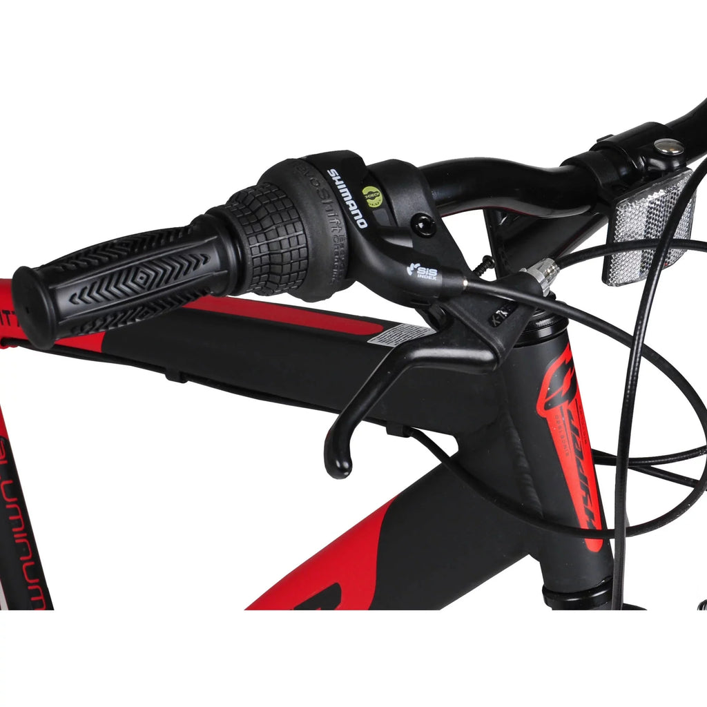 Hyper Bicycle 700c Men's Spin Fit Hybrid Bike, Black and Red