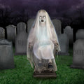 Motion-Activated Sitting Tombstone Girl by Tekky, Talking Animatronic for Ind...