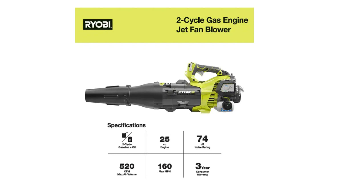 RYOBI RY25AXB 160 MPH 520 CFM 25cc Gas Jet Fan Blower