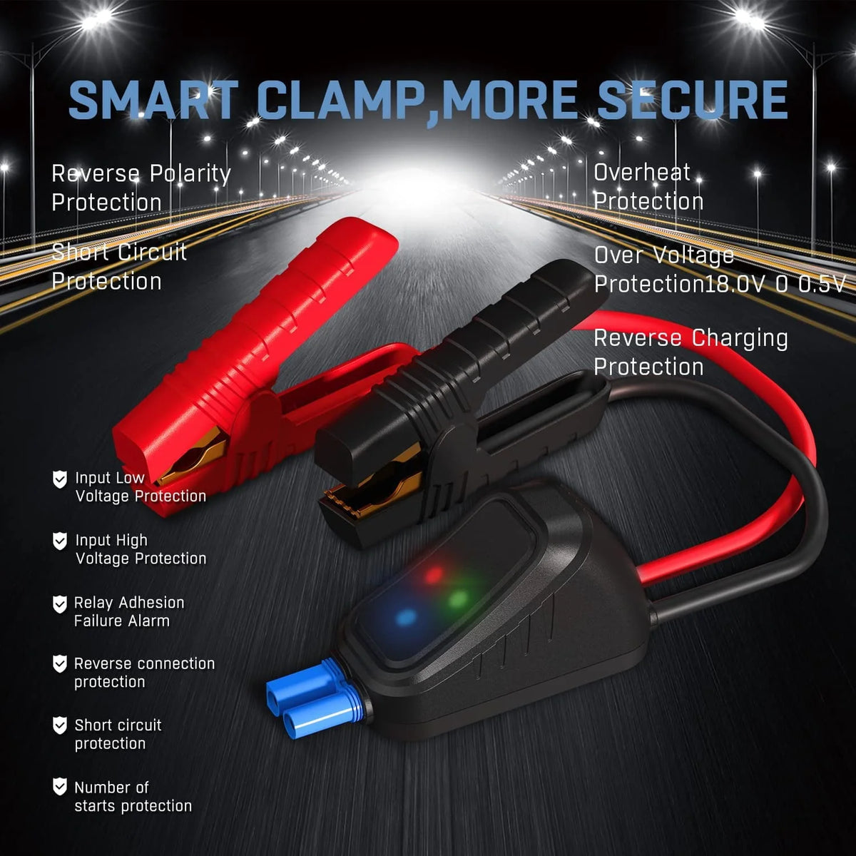 Imazing Portable Car Jump Starter 2000A Peak 18000mAH, 12V Auto Battery Booster Portable Power Pack with LCD Display Jumper Cables, QC 3.0 and LED Light