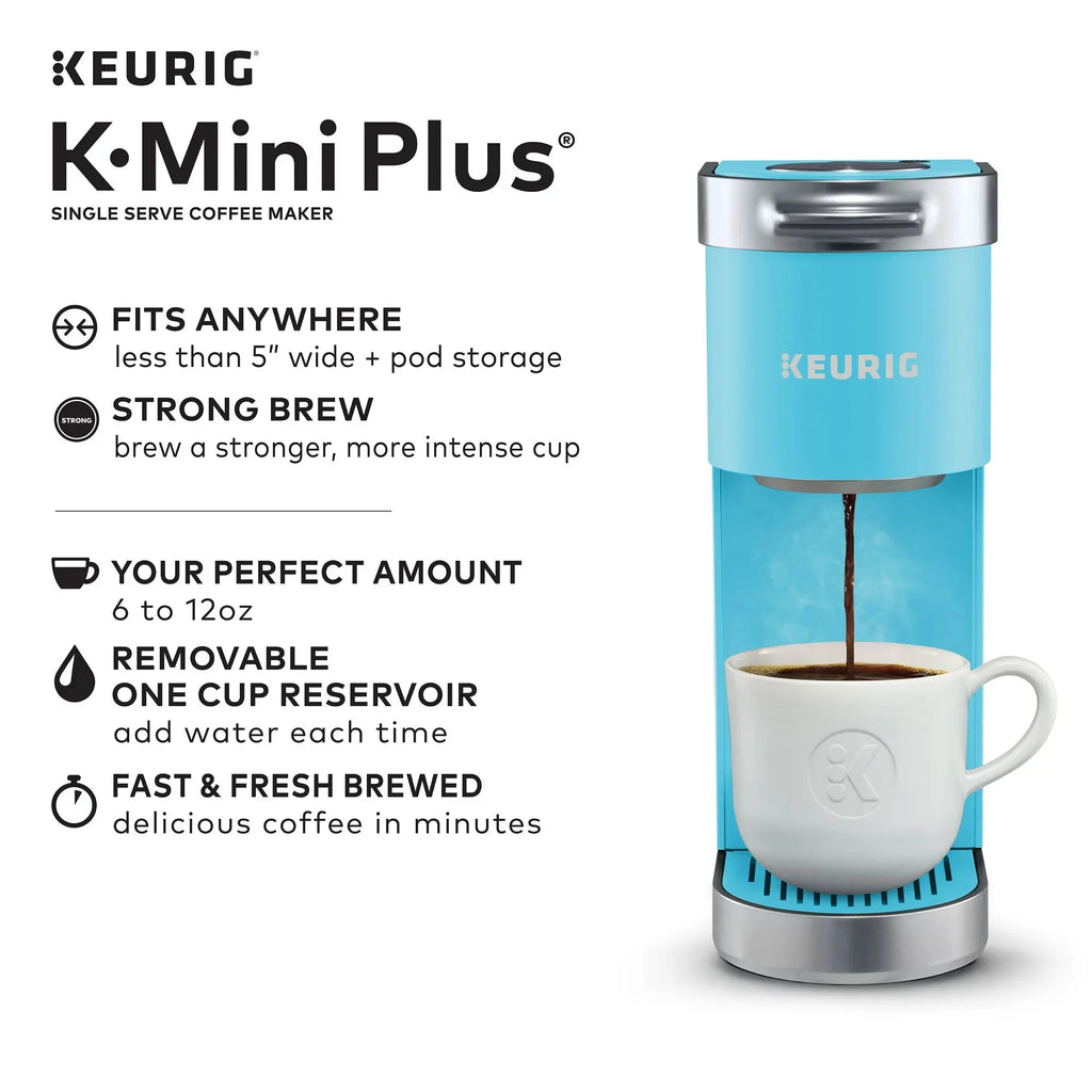 Keurig K-Mini Plus Single Serve K-Cup Pod Coffee Maker， Cool Aqua💝 Last Day For Clearance