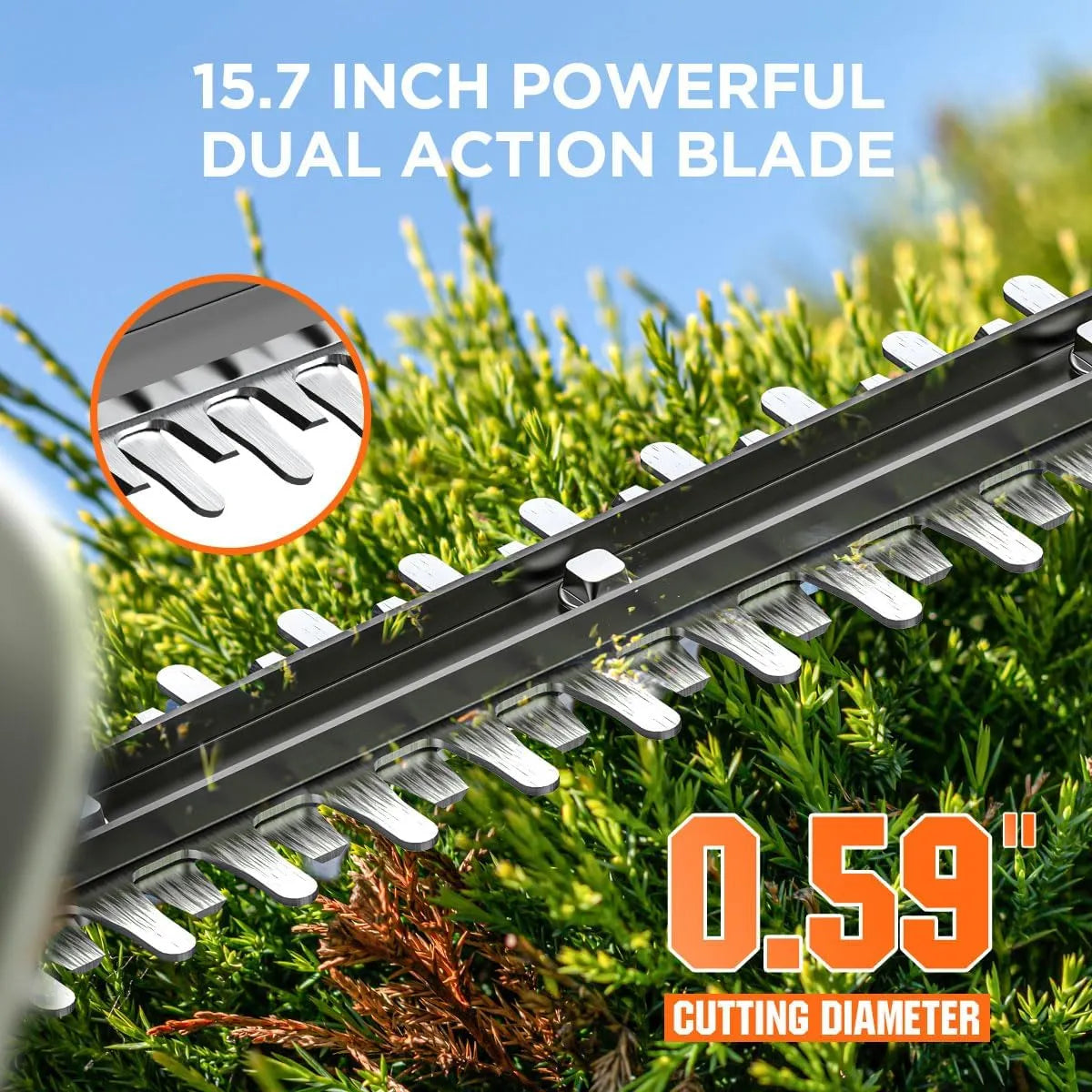 Litheli 20V Hedge Trimmer, 16.1'' Cordless Hedge Trimmer for Shrub, Cutting, Trimming, Pruning, U20 Handy+ Battery Bush Trimmer with 2.0Ah Battery Included