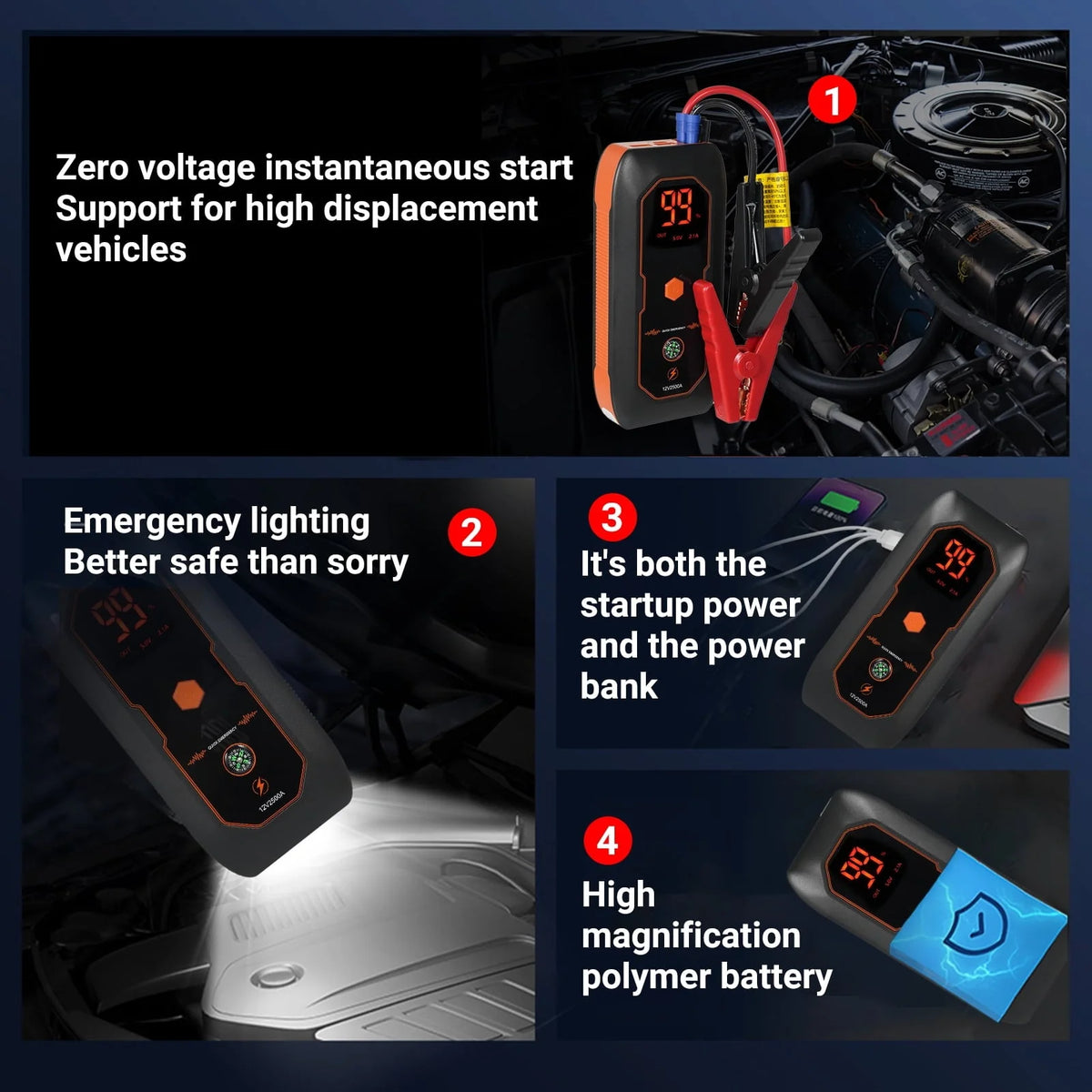 Lepmerk Emergency power supply, Supply Auto PortableAuto Battery With Jump 600a Peak Portable 12v Auto PortableBankBank Portable Supply Car Jump Dn18 Bank Portable 12v