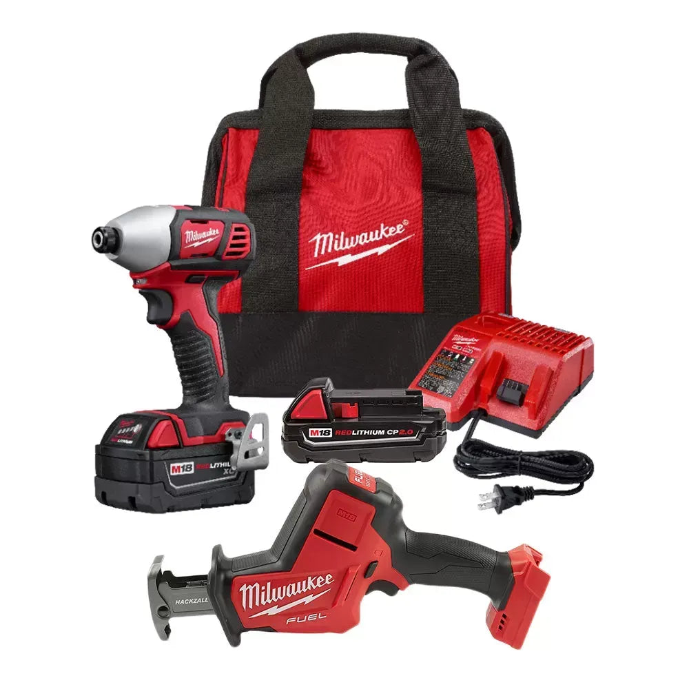 Milwaukee 2656-21PB M18 18V 1/4 Impact Kit w/ M18 FUEL HACKZALL and 2AH Battery