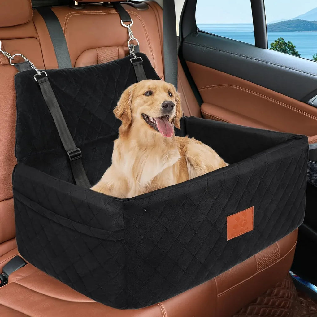 Dog Car Seat for Large Medium Dogs,Washable Pet Car Seat Under 55 lbs or 2 Small Dogs,Dog Booster Seat with Thick Cushion,2 Safety Leashes Travel Car Dog Bed