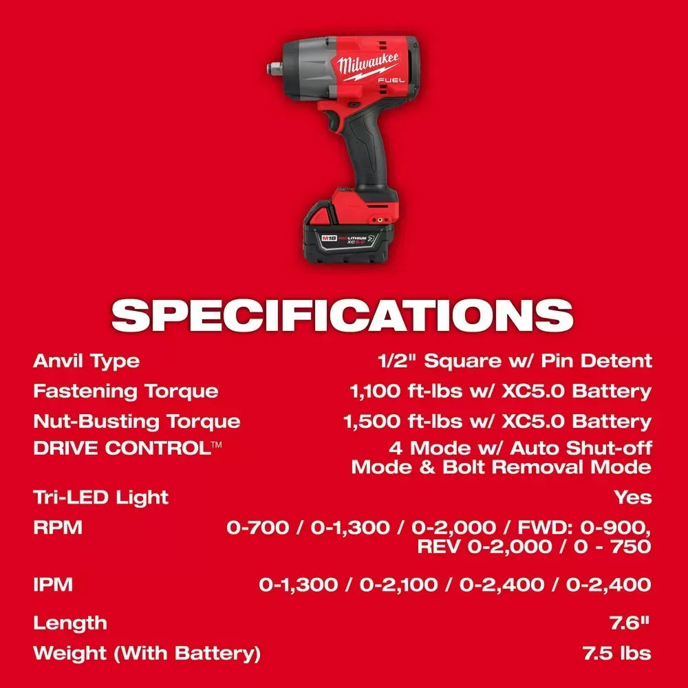 Milwaukee 3010-22 M18 FUEL 18V 1/2 HTIW - 3/8 MTIW Automotive Combo Kit