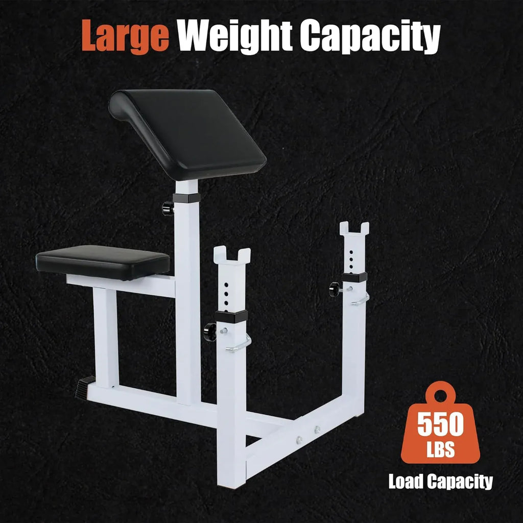 Adjustable Arm Preacher Curl Bench Bicep Strengh Bench Seated Strenghthen Training Isolated Barbell Dumbell Biceps Station for Home Gym