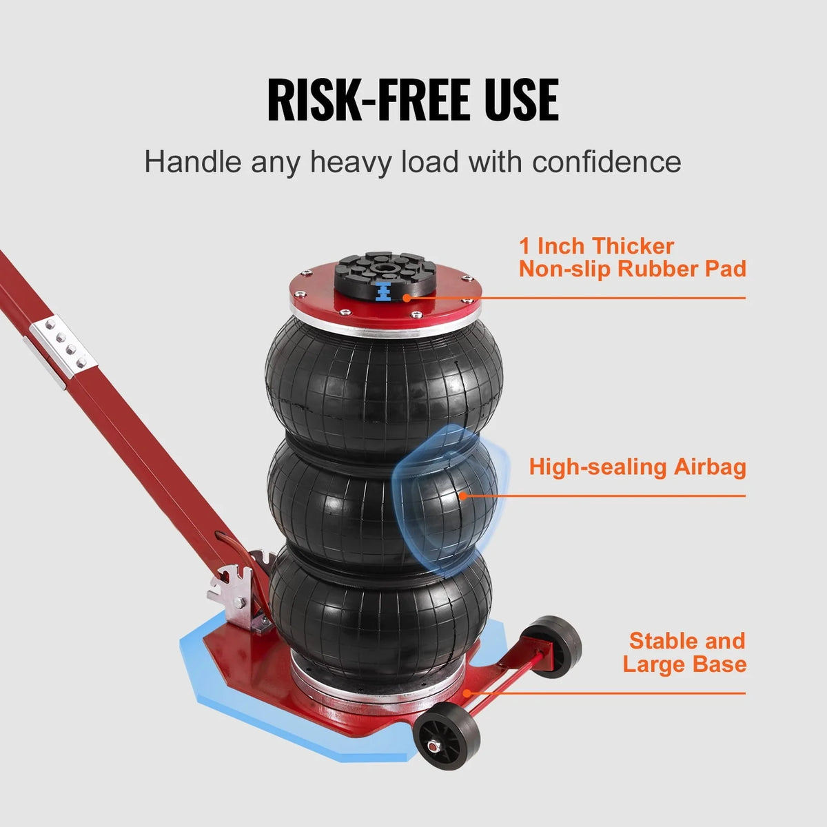 BENTISM Air Jack, 3 Ton/6600 lbs Triple Bag Air Jack, Airbag Jack with Six Steel Pipes, Lift up to 17.7 inch/450 mm, 3-5 s Fast Lifting Pneumatic Jack, with Adjustable Handles for Cars Repair