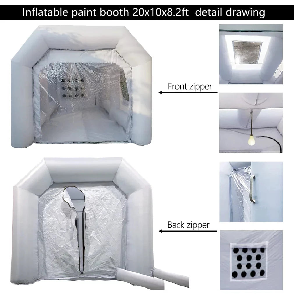 WGIA Portable Inflatable Paint Booth 20x10x8.2Ft Grey （No blower）Inflatable Spray Booth with Air Filter System