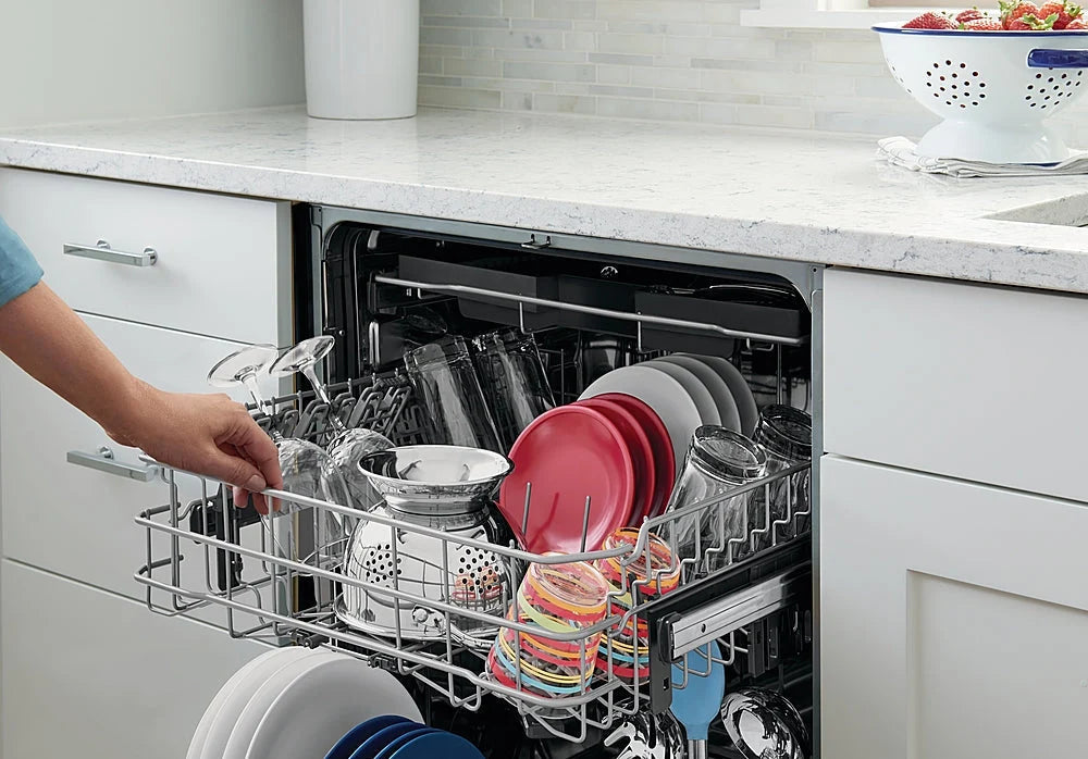 Frigidaire - Gallery 24 Compact Top Control Built-In Dishwasher with Stainless Steel Tub, 3rd Rack, 49 dBA - Black stainless steel
