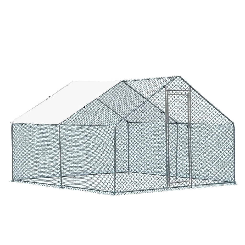 ZGBY 10 X 10Ft Metal Walk In Chicken Coop Run Cage Rabbit Hutch Hen House Enclosure