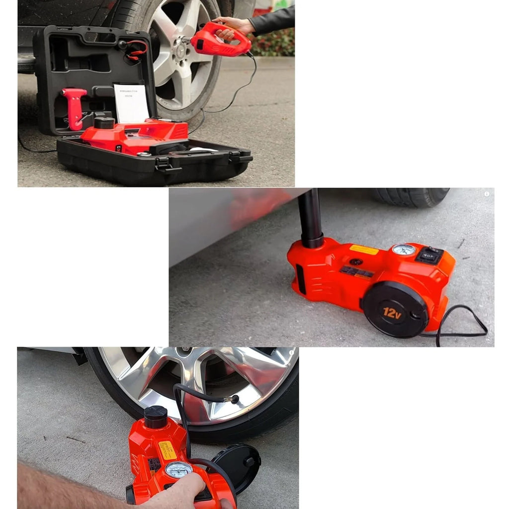TCFUNDY 5 Ton Hydraulic Car Jack Kit Electric Floor Jack Lift Kit w/ Impact Wrench & Tire Inflator Pump
