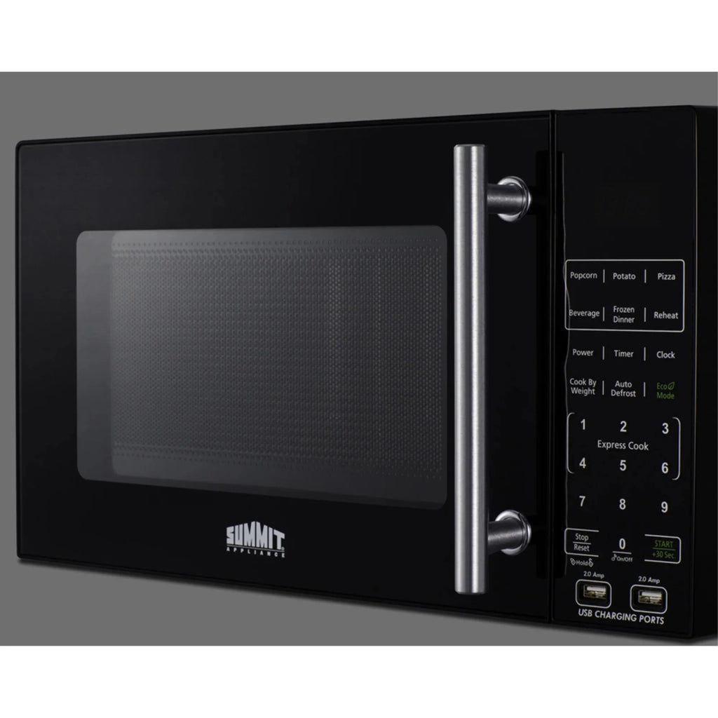 Compact microwave in black with allocator and USB ports