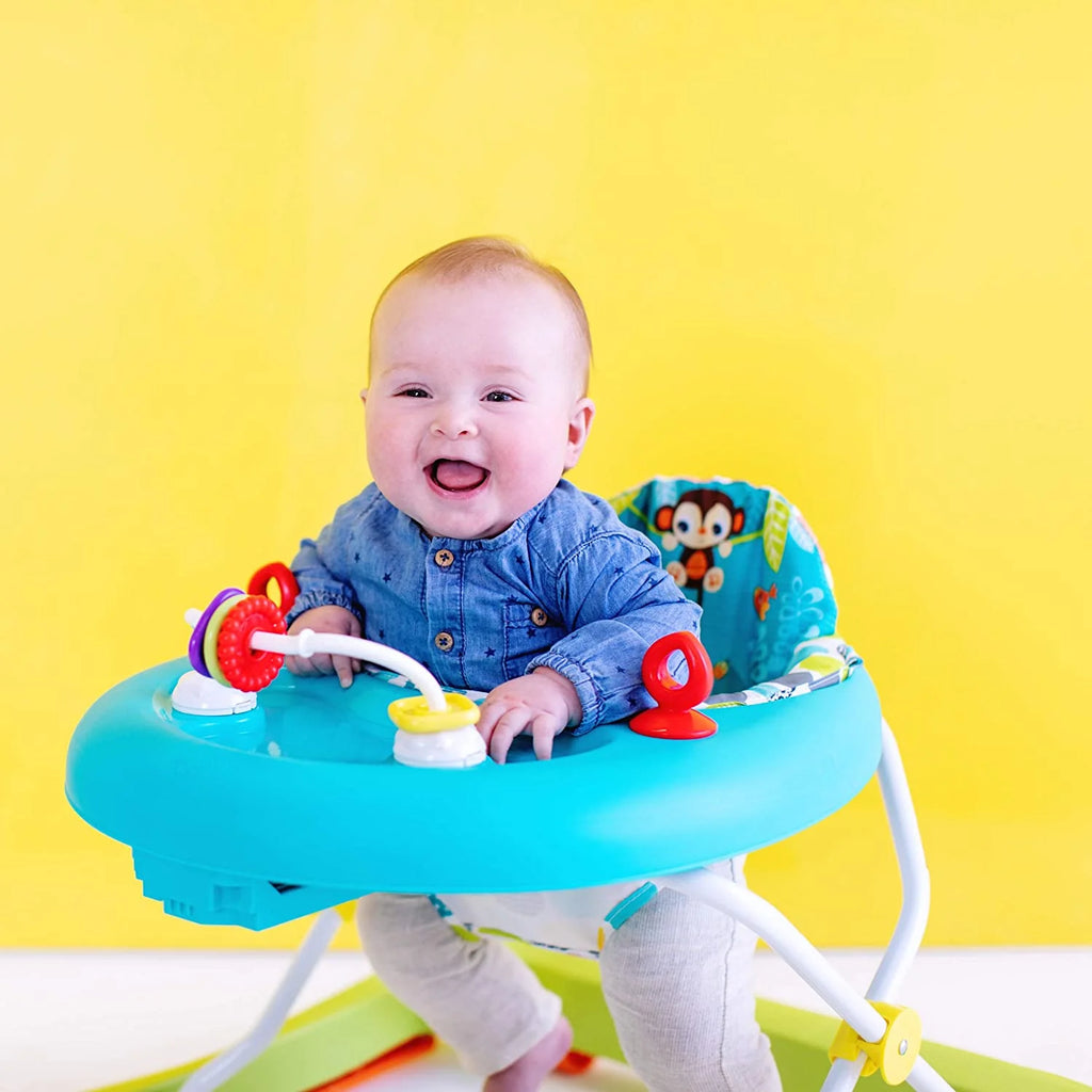 Bright Starts Giggling Safari Walker with Easy Fold Frame for Storage， Ages 6 Months 💝 Last Day For Clearance