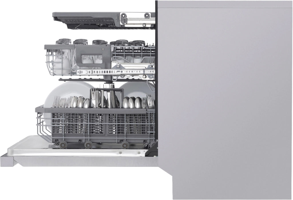 LG - 24 Top Control Smart Built-In Stainless Steel Tub Dishwasher with 3rd Rack, QuadWash and 44db - Stainless steel