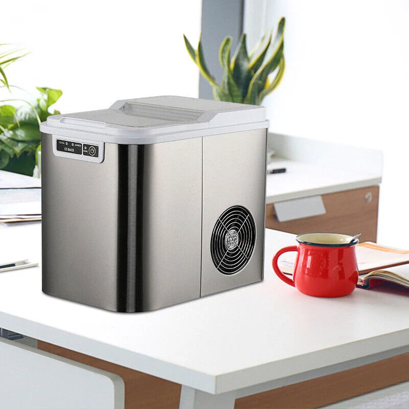 CJC Countertop Ice Maker Portable Ice Machine with Carry Handle Basket and Scoop for Home Kitchen Party 110V