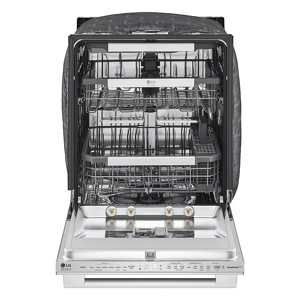 LG - STUDIO 24 Top Control Smart Built-In Stainless Steel Tub Dishwasher with 3rd Rack, QuadWash, True Steam and 40dBA - Stainless steel
