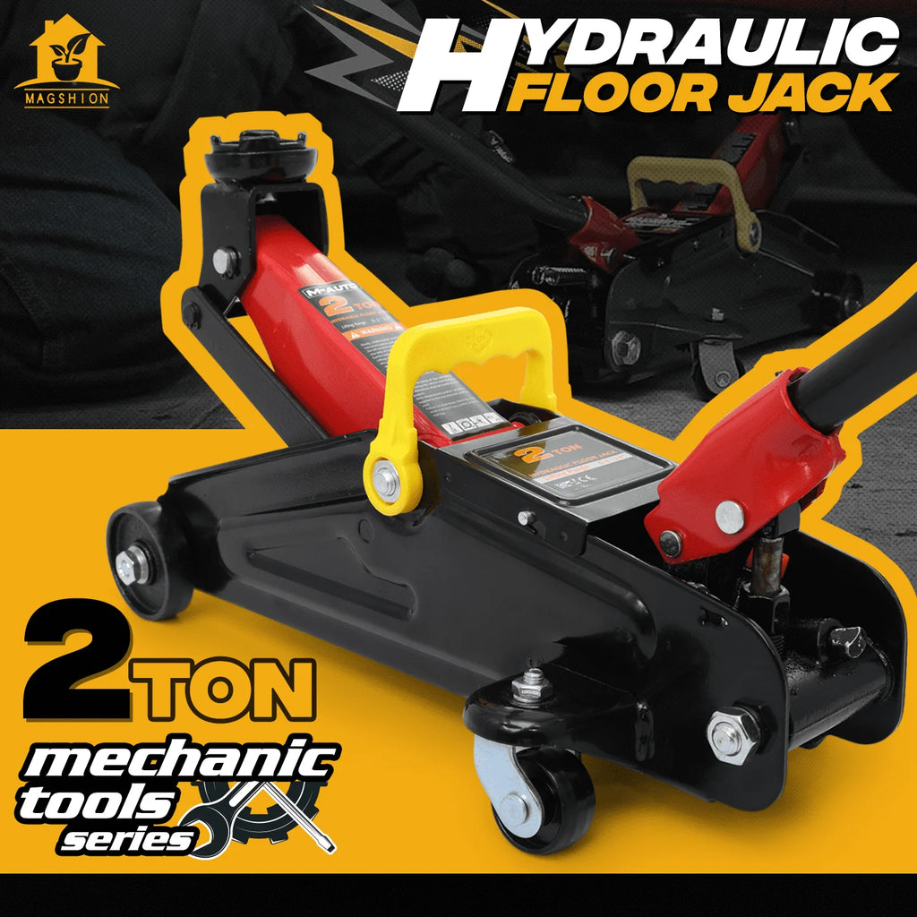 Magshion 2 Ton (4,000 lb) Capacity, Heavy Duty Hydraulic Trolley Service/Floor Jack with Blow Mold Carrying Storage Case, Black