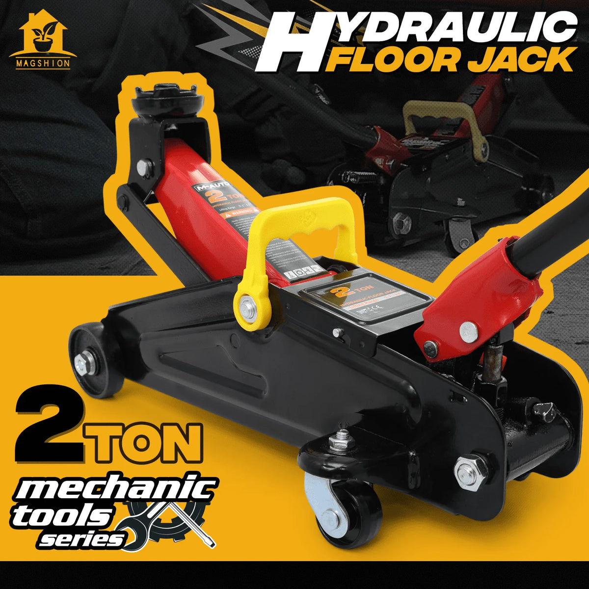 Magshion 2 Ton (4,000 lb) Capacity, Heavy Duty Hydraulic Trolley Service/Floor Jack with Blow Mold Carrying Storage Case, Black