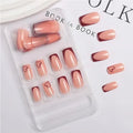 24 PCS Valentine's Day Press On Nails, French Tip Medium Square Wine Red Heart Fake Nails Natural Fit Gel Acrylic Nails, Glue On Nails False Nail Set