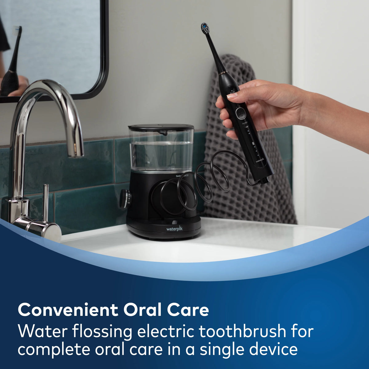 Waterpik Sonic-Fusion 2.0 Flossing Electric Toothbrush Set, 5 Brush Heads, Black