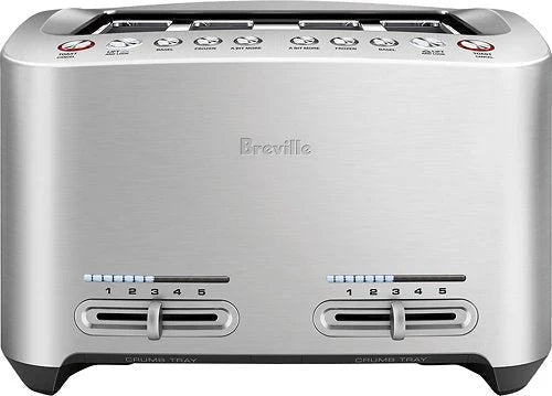 Breville - Smart Toaster 4-Slice Wide-Slot Toaster - Steel