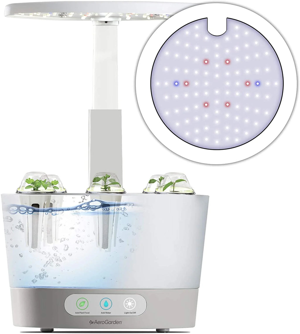 AeroGarden Harvest 360 â Indoor Garden with LED Grow Light, Round, Compact Design, White