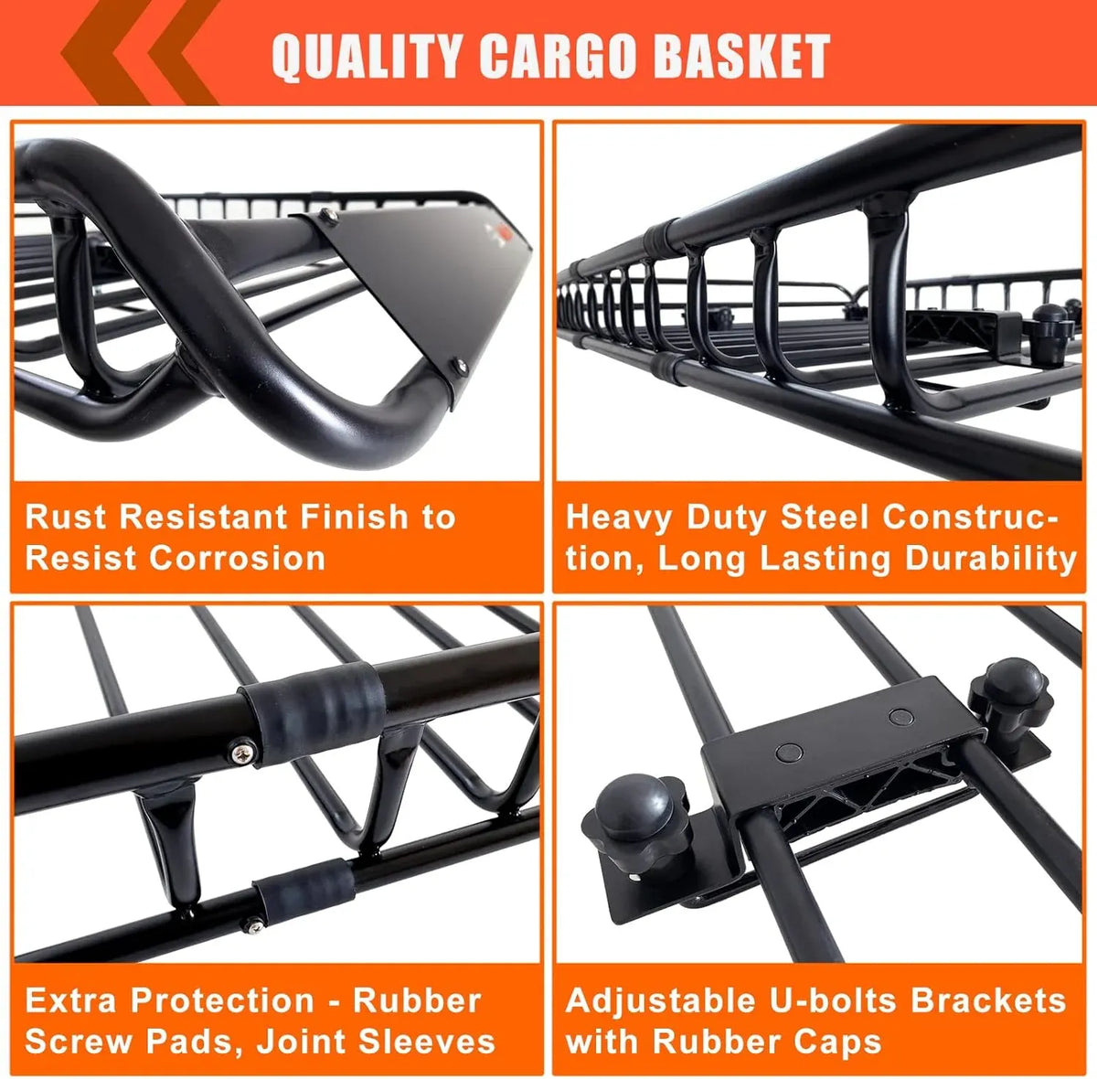 MeeFar Roof Rack Carrier Basket Universal Rooftop 51 X 36 X 5 + Waterproof Bag 15 Cubic Feet (44 34 17), and Cargo Net with Attachment Hooks, Ratchet Straps