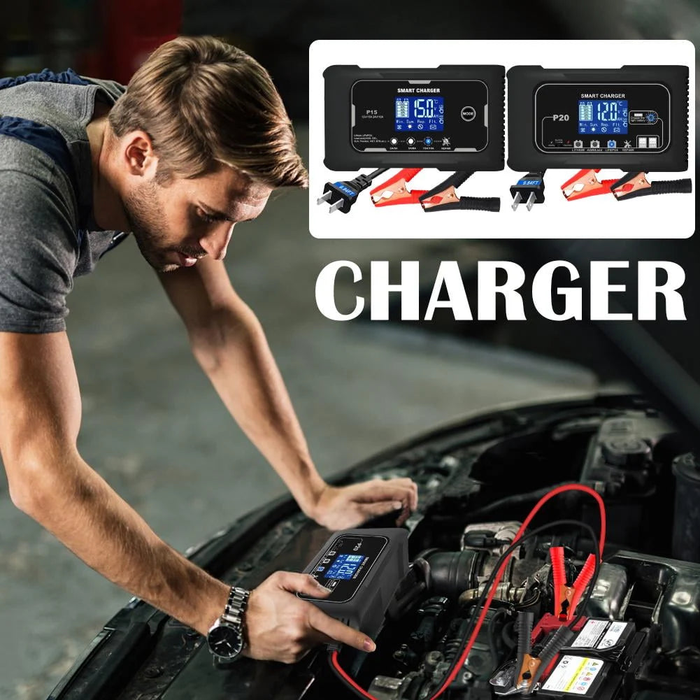 20A Car Motor Battery Charger Automatic Pulse Repair for AGM Lithium Lead-A B5R8