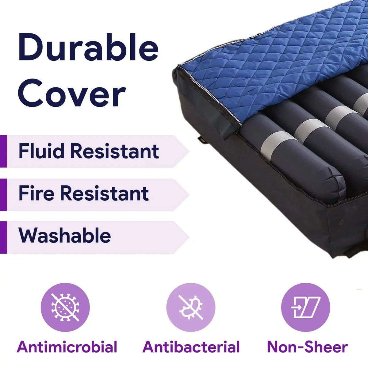Proheal 5 Thick Alternating Pressure Bed Pad - Air Mattress Overlay with Pump - Bed Size 36” x 80” Thickness: variates