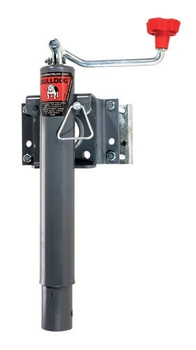 BULLDOG 151443 Round Trailer Jack, Side Mount, 2,000 lbs. Lift Capacity, Topwind, Bolt-On, 10 Inch Travel