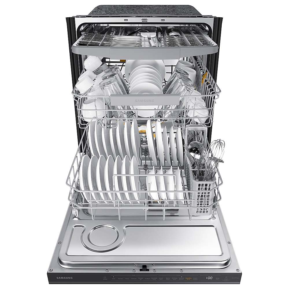 Samsung - Smart 42dBA Dishwasher with StormWash+ and Smart Dry - Black stainless steel