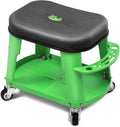 Adjustable Height Pneumatic Garage Seat Rolling Mechanic Stool with Tool Tray Storage,300lbs Max Weight Capacity, Green,PM-TOL-RTS-GR