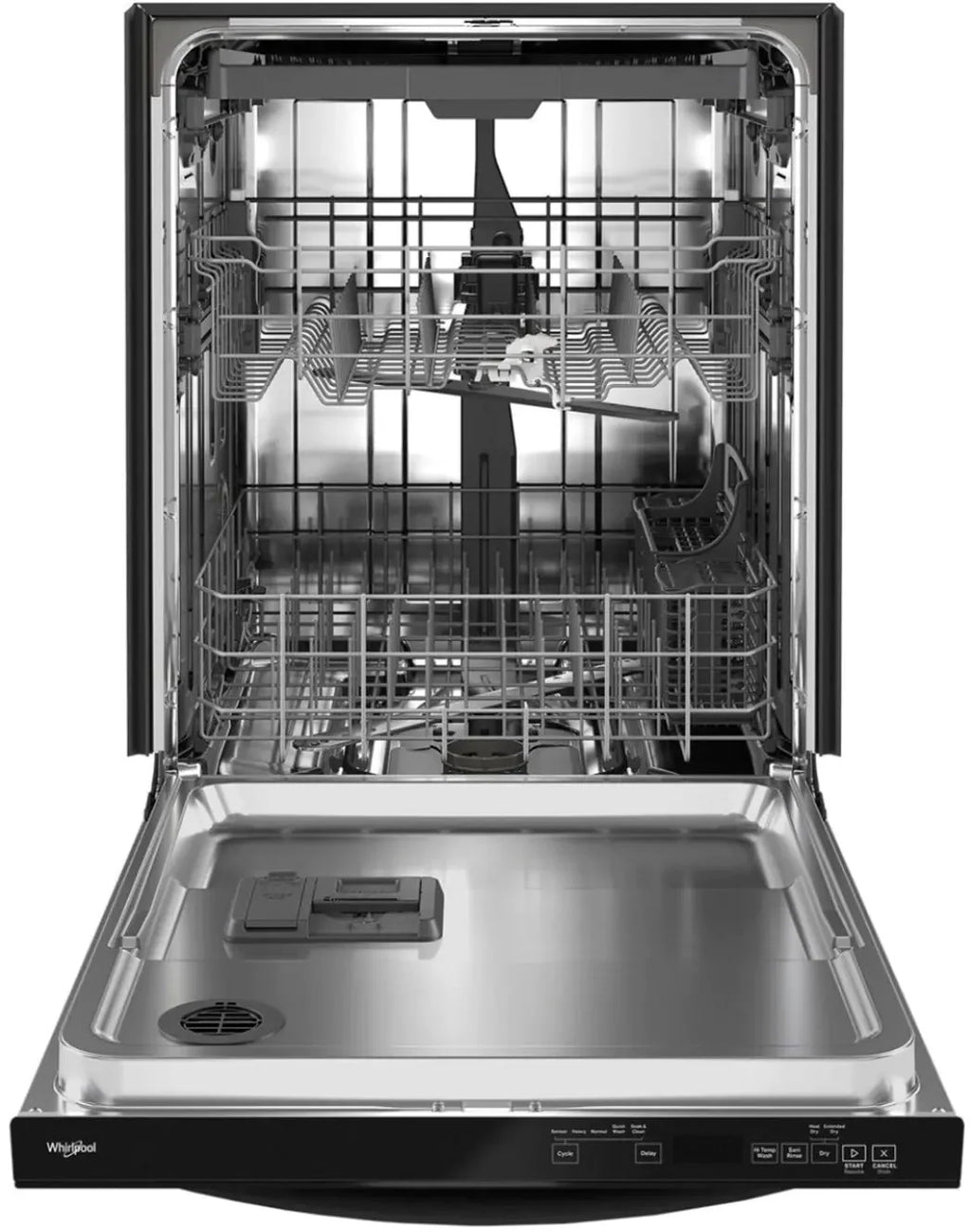 Whirlpool - 24 Top Control Built-In Dishwasher with Stainless Steel Tub, Large Capacity, 3rd Rack, 47 dBA - Black