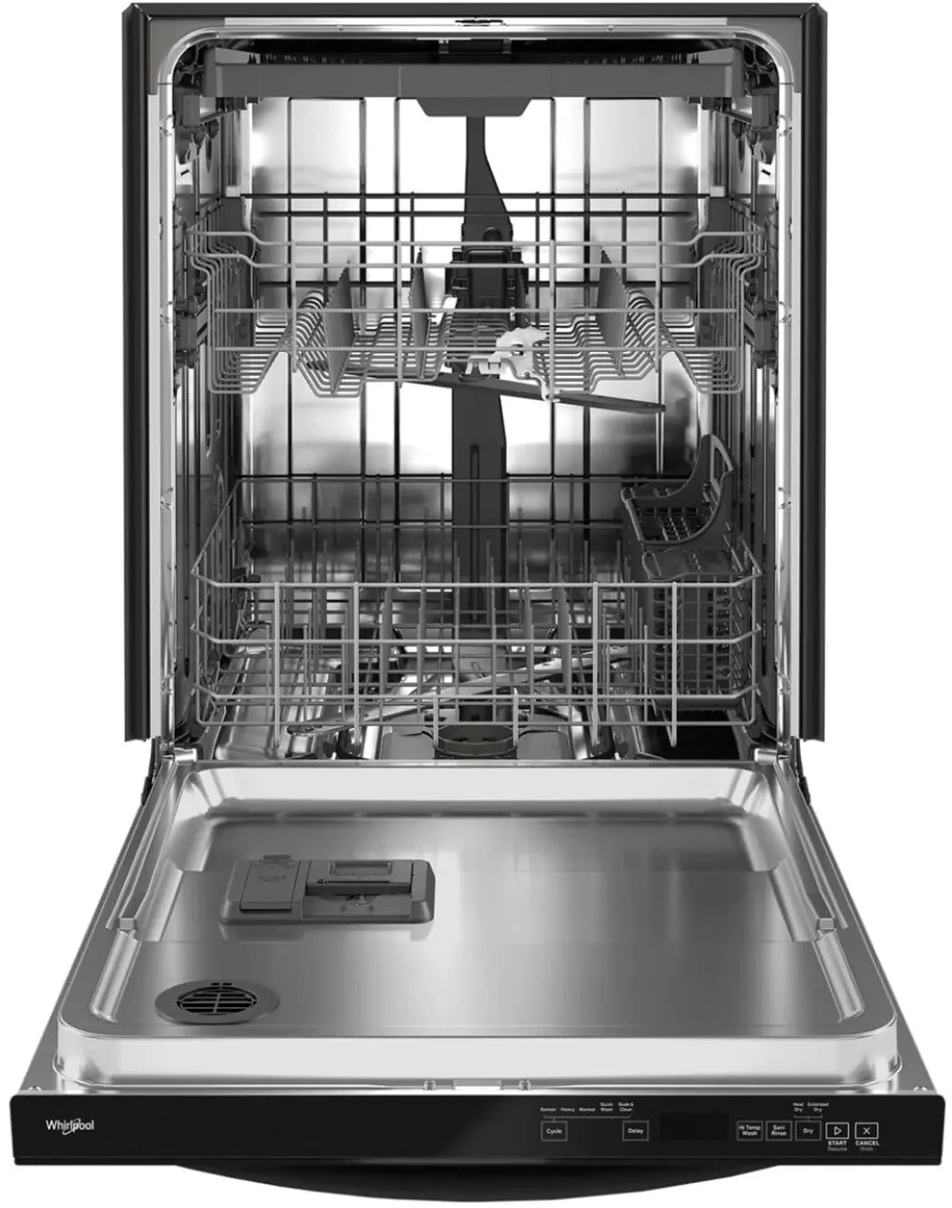 Whirlpool - 24 Top Control Built-In Dishwasher with Stainless Steel Tub, Large Capacity, 3rd Rack, 47 dBA - Black