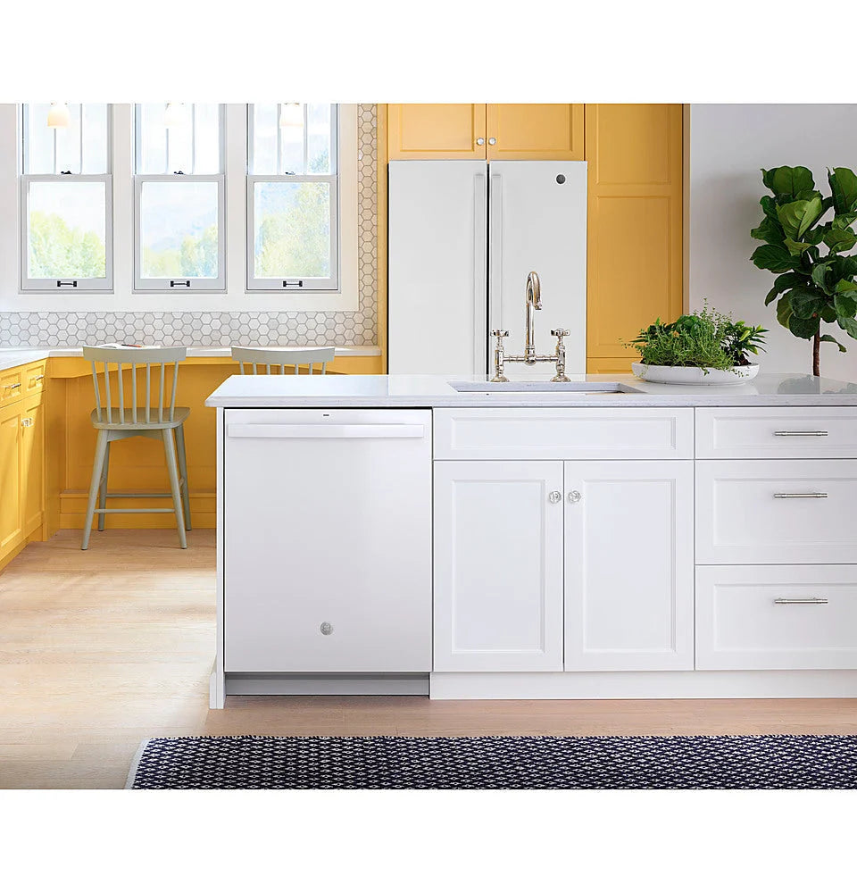 GE - Top Control Built In Dishwasher, 55 dBA - White