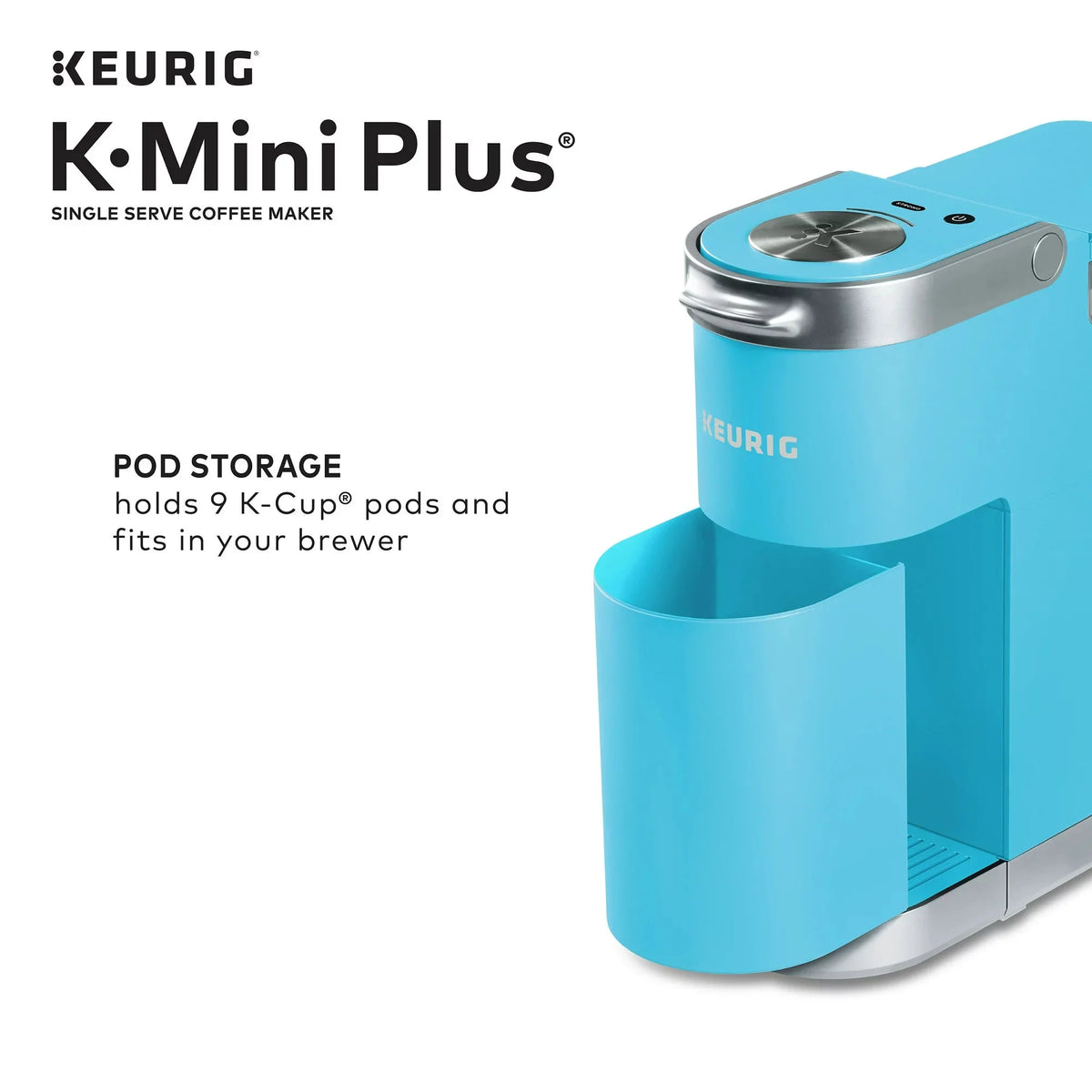 Keurig K-Mini Plus Single Serve K-Cup Pod Coffee Maker， Cool Aqua💝 Last Day For Clearance