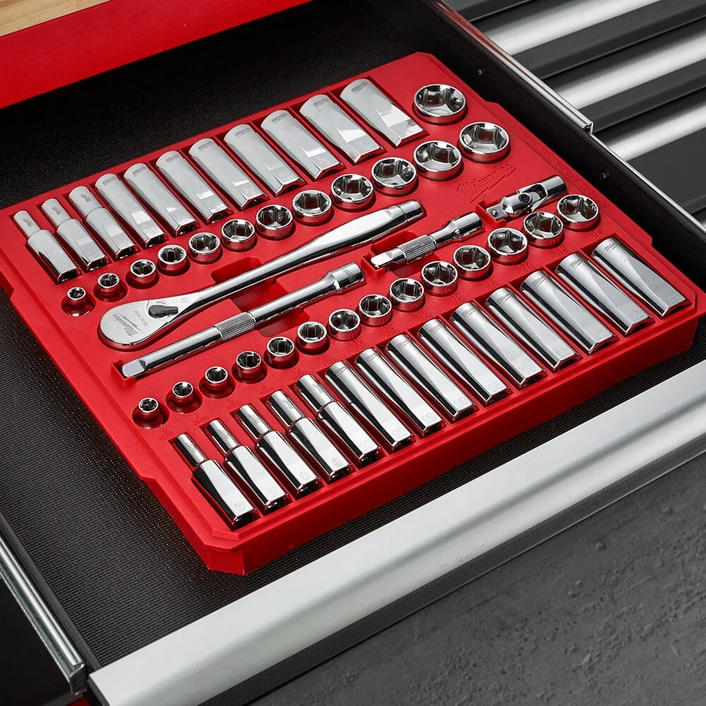 Milwaukee 48-22-9008 3/8 in. Drive 56pc Ratchet & Socket Set (SAE & Metric)
