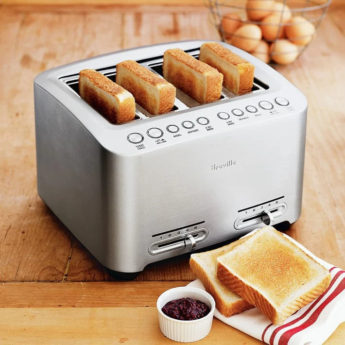 Breville - Smart Toaster 4-Slice Wide-Slot Toaster - Steel
