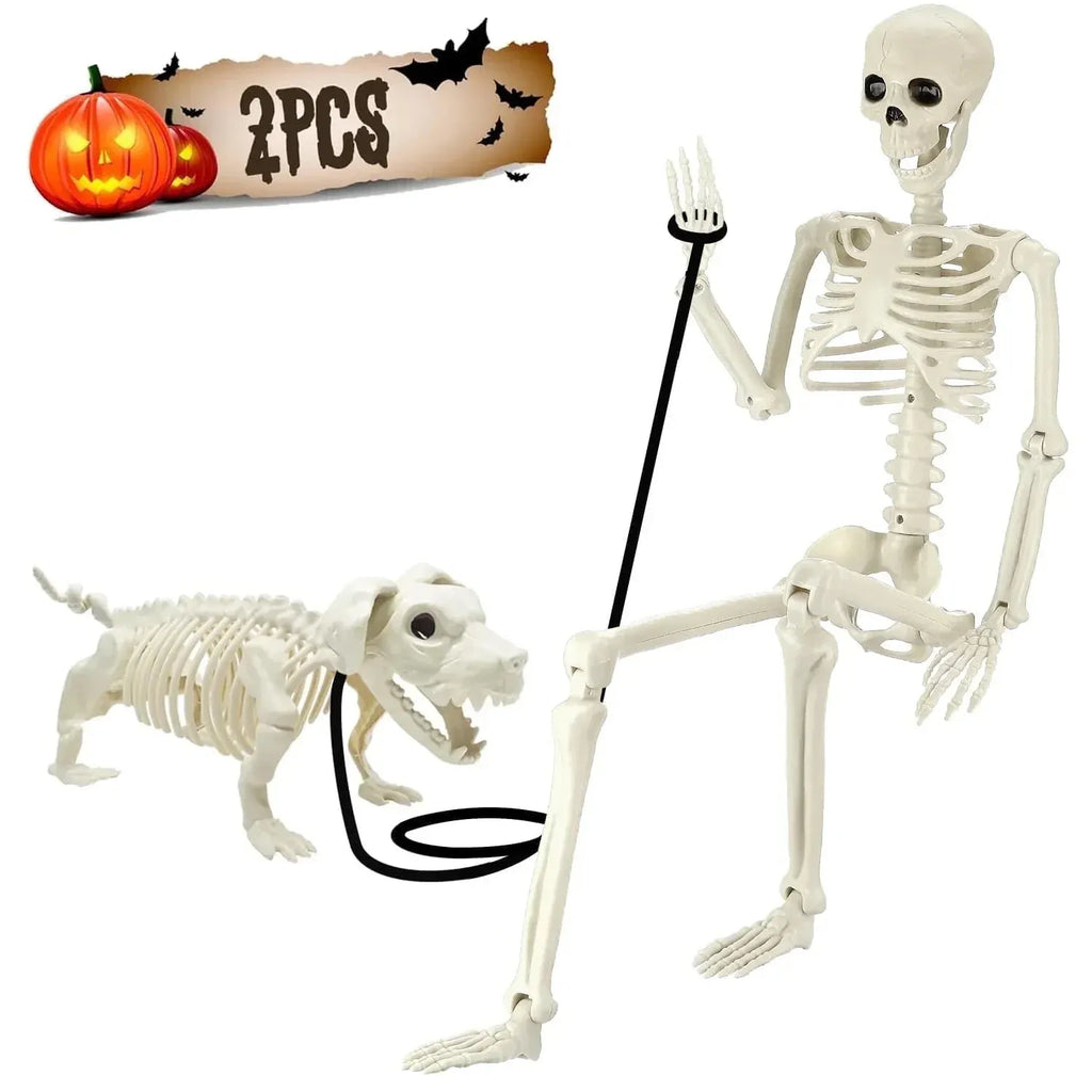 Ayieyill 2pcs Skeleton and Dog Skeleton Indoor Outdoor Halloween Decorations