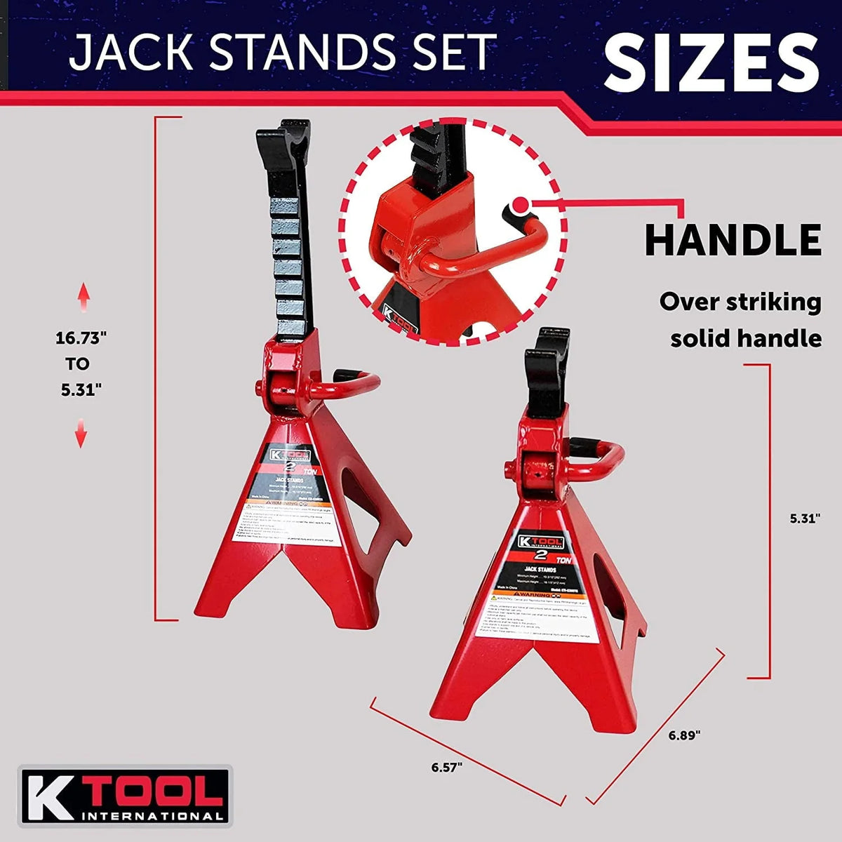K Tool International KTI63097A 2 Ton Trolley & Jack Stands Combo