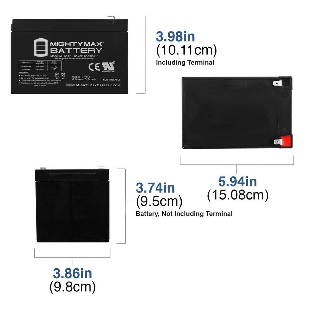 12V 12AH F2 Replacement Battery compatible with Jump Starter Charger XP750 - 2 Pack