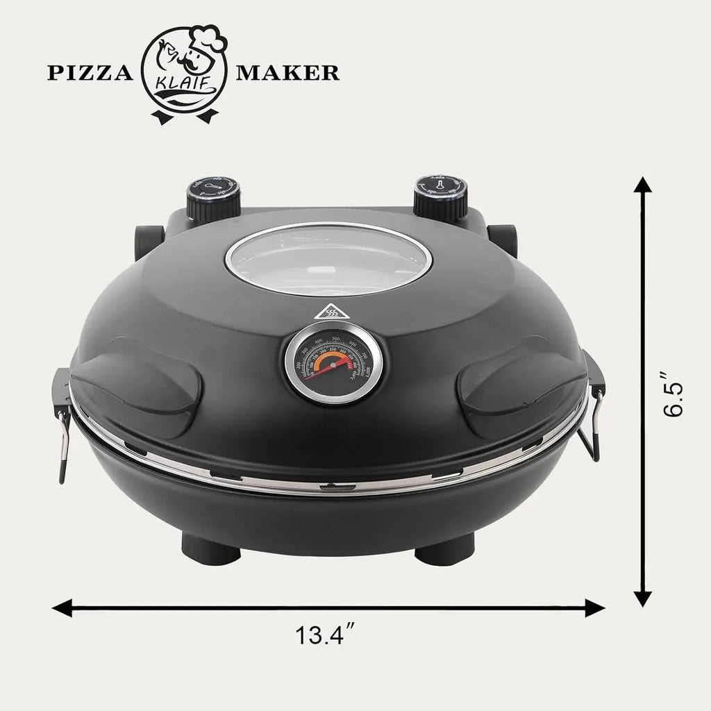 Pizza Maker Electric, 4-Min-Pizza in 1200W Pizza Oven, 31cm Refractory Stone Plate, Max 420â?Pizza Maker with 5 Cooking Levels, inkl. Pizza Peels & Scraper & Recipe, Black (black)